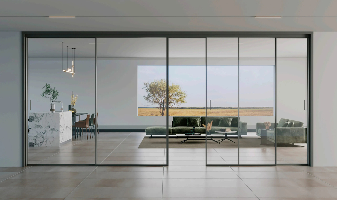 Slim Frame Aluminium Minimalistyczne drzwi przesuwne Drzwi zewnętrzne dla willi Hotele Biura Kuchnia Salon