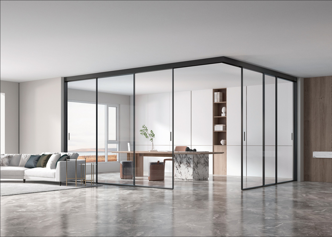 Slim Frame Aluminium Minimalistyczne drzwi przesuwne Drzwi zewnętrzne dla willi Hotele Biura Kuchnia Salon